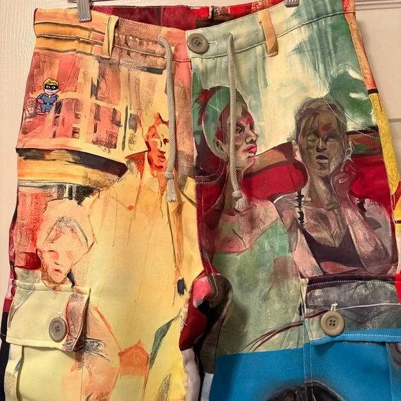 RARE KidSuper “Breathing Life into the Inanimate” Print Silky Cargo Pants - Picture 4 of 16